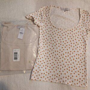 LOFT Square Neck Slim Tee XS Women’s Cream